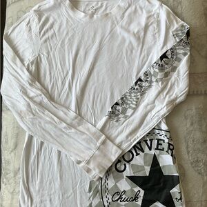 Converse White Graphic Long Sleeve Men's Tee